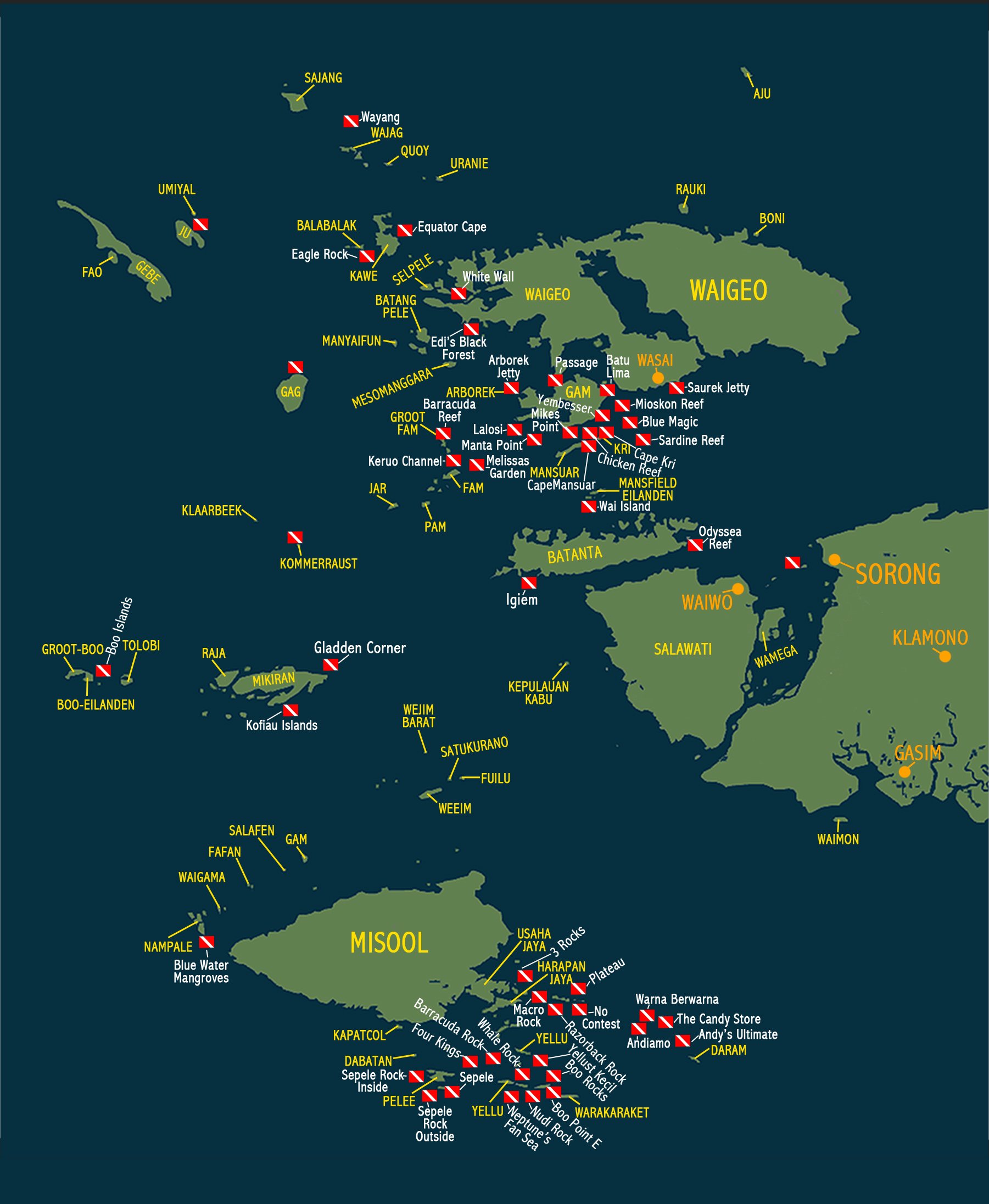 Raja Ampat Dive Sites Map